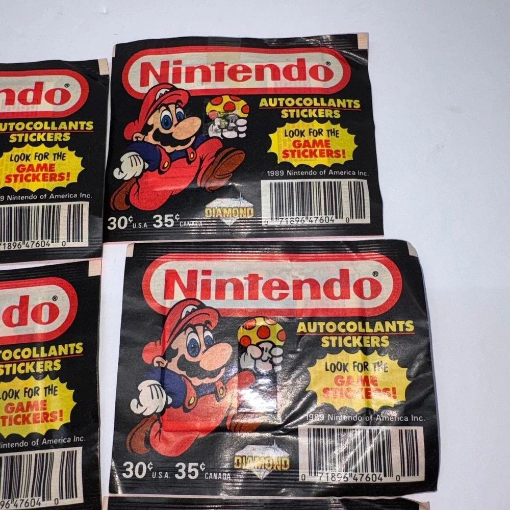 Vintage 1989 Sealed Diamond Nintendo Sticker Packs Mario 8pk